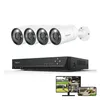 A set of surveillance cameras and a DVR unit are displayed against a white background, with smaller screens showing live feeds. Produktbild-Vorschau