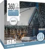 Packaging for icicle lights showing a snowy cabin decorated with the lights. Voir les images du produit