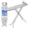A folded and an unfolded ironing board with an iron on top, presented against a white background. Produktbild-Vorschau