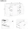 Sideboard 115 cm, 3 Türen, 1 Schublade, ausziehbare Regale, Produktbild-Vorschau 2