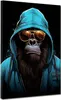 Cool Gorilla mit Hoodie Tier Leinwandbild Wandbild Deko Produktbild-Vorschau 1