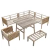 An outdoor furniture set including a sectional sofa, a chair, a bench, and a table, arranged on a white background. Produktbild-Vorschau