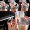 Collage of images showing a black stand mixer with various attachments and a person's hands interacting with it. Produktbild-Vorschau