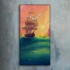 Wandbild Leinwand Bilder mit Uhr 30x60 Gemälde Abstrakte Produktbild-Vorschau 2