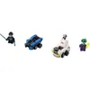 Four LEGO mini-figures and vehicles on a white background. Produktbild-Vorschau