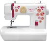 A white sewing machine with pink and orange floral decorations, labeled "CARINA Junior". Produktbild-Vorschau