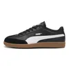 A side view of a black Puma sneaker with a white stripe and a gum sole, set against a white background. Produktbild-Vorschau