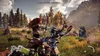 A woman riding a mechanical creature in a natural landscape, aiming a bow and arrow. Produktbild-Vorschau