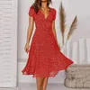ASKSA Robes d'été Femme Manches courtes Décolleté V Fleur Voir les images du produit 3