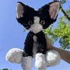 Plüsch Katze Kuscheltier 40 cm Schwarz Weiß Krullig Produktbild-Vorschau 6