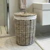 Wäschekorb Rattan mit Deckel 49 cm – Wäschesammler rund mit Produktbild-Vorschau 1