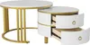 A white and gold nesting side table set with two drawers. Náhled obrázku produktu