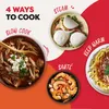 A collage of four different food preparations, each labeled with a cooking method. Produktbild-Vorschau