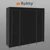 Ruhhy 21744 Doppelkleiderschrank 170 x 170 x 45 cm, schwarz Produktbild-Vorschau 11