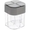 A clear, studio shot of a four-compartment spice container with a gray lid. Produktbild-Vorschau