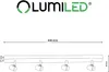 A technical drawing of a ceiling light fixture with dimensions and a logo. Voir les images du produit
