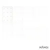 Several white, rectangular climbing holds with scalloped edges are arranged in a staggered pattern against a white background. Each hold has several small, dark dots representing attachment points. Produktbild-Vorschau