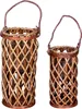2er Set Laterne Windlicht H40cm H31cm Kupfer Braun Holz Produktbild-Vorschau 1