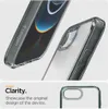 Close-up shots of a clear phone case, with text describing its clarity. Voir les images du produit