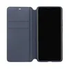 A blue flip case for a smartphone is shown open, with the phone inserted. Produktbild-Vorschau