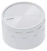 A white and silver rotary knob with a brushed metal top surface. Produktbild-Vorschau