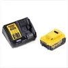 A DeWalt battery charger and a DeWalt battery are shown on a white background. Anteprima dell’immagine prodotto