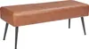 A brown leather bench with black metal legs on a white background. Náhľad obrázku produktu
