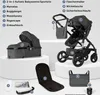 A product image displaying a baby stroller and its accessories, with numbered labels pointing to different parts and features. Produktbild-Vorschau