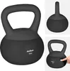 A collage of images showing a black kettlebell from different angles, including a close-up of the handle and a shot with a hand touching it. Produktbild-Vorschau