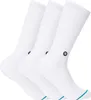 Three white crew socks are shown in a studio shot against a white background. Produktbild-Vorschau