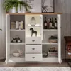 Highboard inkl. Beleuchtung, Kiefer weiß mit Eiche, Produktbild-Vorschau 4