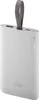 A white power bank with a gray strap is shown against a white background. Produktbild-Vorschau