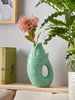 Fischvase Mint Grün Porzellanvase 22 cm Vase in Karpfenform Produktbild-Vorschau 2