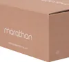 A close-up view of a cardboard box with branding. Produktbild-Vorschau