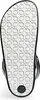 The image shows the sole of a black clog shoe with a white patterned sole. Produktbild-Vorschau