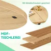A collage of images showing details of a wooden table, including its surface, construction, and material. Produktbild-Vorschau