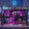 Lit mezzanine 90x200 cm avec éclairage LED, bureau, Voir les images du produit 5
