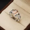 Vintage-Fingerring für Damen, zweifarbig, Blumenband, Produktbild-Vorschau 2