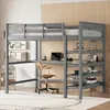 Hochbett 140 x 200 cm mit Schreibtisch und Ablagefächern, Produktbild-Vorschau 1