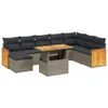 The Living Store 9-tlg. Garten-Sofagarnitur mit Kissen Grau Produktbild-Vorschau 3