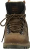 A close-up front view of a brown hiking boot. Voir les images du produit