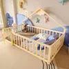 Merax Lit d'enfant 90x190 cm, Lit plat avec barre de Voir les images du produit 4