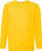 A plain yellow sweatshirt is shown against a white background.
