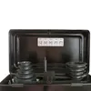 The image shows the inside of a black carrying case for a drill press, with various parts laid out. Produktbild-Vorschau