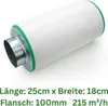 A cylindrical air filter with metal flanges on one end, shown against a white background. Text below the filter provides its dimensions and specifications. Produktbild-Vorschau
