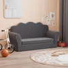 vidaXL Kinder-Schlafsofa 2-Sitzer Anthrazit Weicher Plüsch Produktbild-Vorschau 2