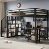 A loft bed with a desk and storage shelves in a room. Anteprima dell’immagine prodotto