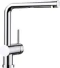 A modern chrome kitchen faucet against a white background. Produktbild-Vorschau