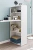 A white desk with a bookshelf attached, filled with books and office supplies. Anteprima dell’immagine prodotto