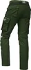 A back view of a pair of green cargo pants with black accents. Produktbild-Vorschau